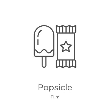 film koleksiyonundan popsicle simge vektör. İnce çizgi açılır anahat simgesi vektör illüstrasyon. Anahat, web sitesi tasarımı ve mobil için ince çizgi açılır simge, uygulama geliştirme.