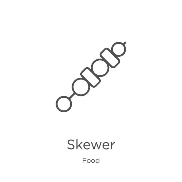 Vetor de ícone de espeto da coleta de alimentos. Linha fina skewer esboço ícone vetor ilustração. Esboço, ícone skewer linha fina para o design do site e móvel, desenvolvimento de aplicativos . — Vetor de Stock