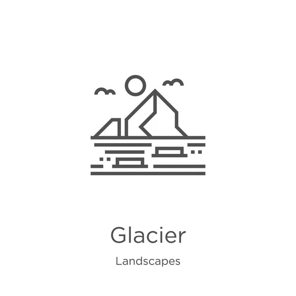 Glacier icon vector uit landschappen collectie. Dunne lijn gletsjer omtrek pictogram vector illustratie. Overzicht, Thin Line Glacier icoon voor website ontwerp en mobiel, app ontwikkeling. — Stockvector