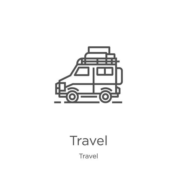 Vetor de ícone de viagem da coleção de viagens. Linha fina viagem esboço ícone vetor ilustração. Esboço, ícone de viagem de linha fina para o design do site e móvel, desenvolvimento de aplicativos . — Vetor de Stock