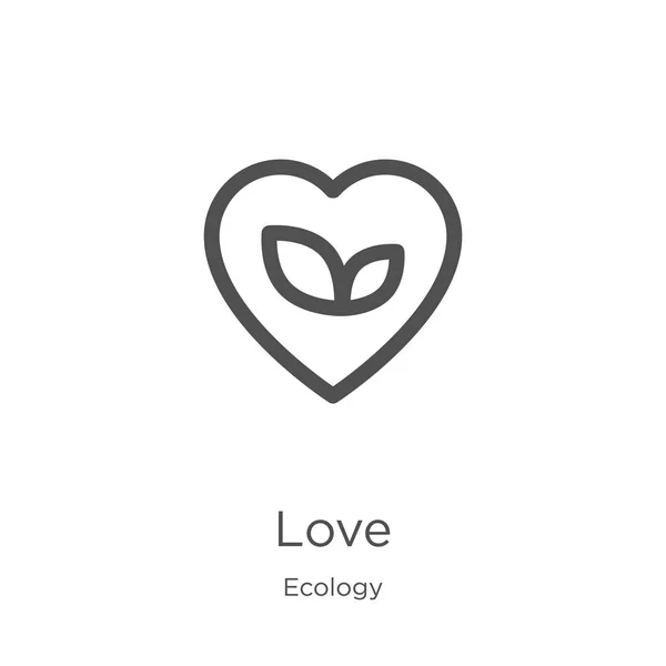 Love icon vector from ecology collection. Thin line love outline icon vector illustration. Outline, thin line love icon for website design and mobile, app development. — Stock Vector