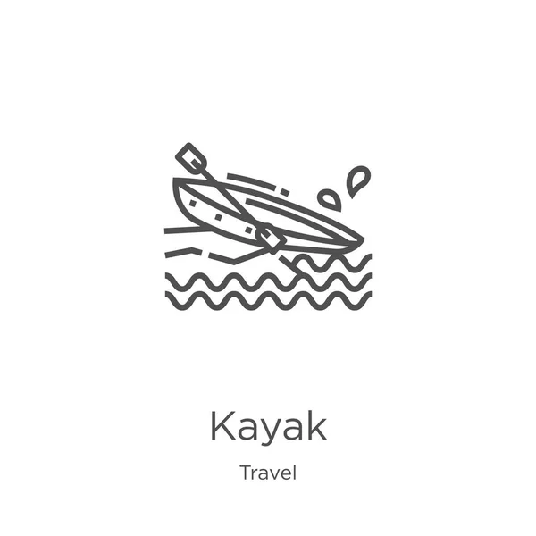 kayak icon vector from travel collection. Thin line kayak outline icon vector illustration. Outline, thin line kayak icon for website design and mobile, app development.