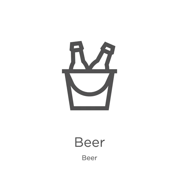Wektor ikona piwa z kolekcji piwa. Cienkiej linii kontur piwa ikona ilustracji wektorowych. Zarys, cienka linia ikona piwa do projektowania stron internetowych i mobilnych, tworzenie aplikacji. — Wektor stockowy