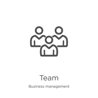 iş yönetimi koleksiyonundan takım simgesi vektörü. İnce çizgi takım anahat simgesi vektör çizimi. Anahat, web sitesi tasarımı ve mobil için ince hat takım simgesi, uygulama geliştirme.