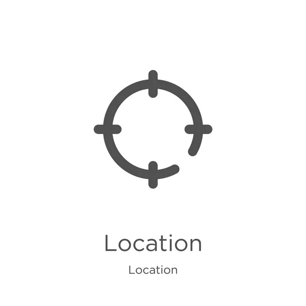 Vector de icono de ubicación de la colección de ubicación. Ilustración de vectores de iconos de ubicación de línea delgada. Esquema, icono de ubicación de línea delgada para el diseño del sitio web y móvil, desarrollo de aplicaciones . — Vector de stock