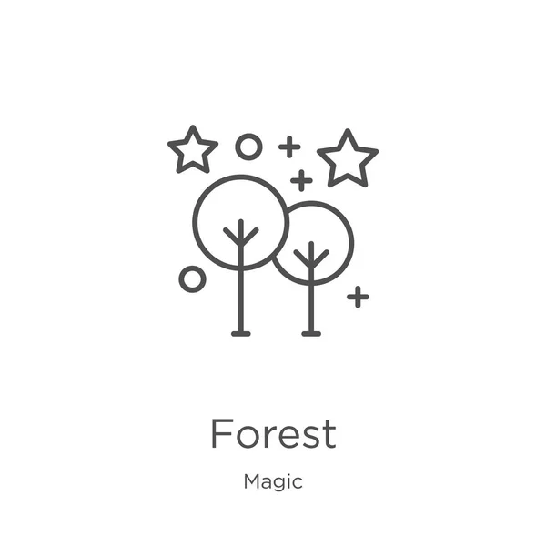 Wald-Icon-Vektor aus magischer Sammlung. dünne Linie Wald umreißt Symbol Vektor Illustration. Umriss, dünne Linie Wald-Symbol für Website-Design und mobile, App-Entwicklung. — Stockvektor