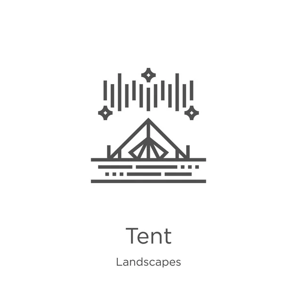 Tent pictogram vector uit landschappen collectie. Dunne lijn tent omtrek pictogram vector illustratie. Overzicht, Thin Line tent icoon voor website ontwerp en mobiel, app ontwikkeling. — Stockvector