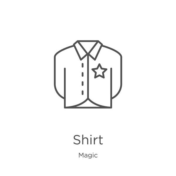 Vector icono camisa de la colección mágica. Línea delgada camisa contorno icono vector ilustración. Esquema, icono de camisa de línea delgada para el diseño del sitio web y móvil, desarrollo de aplicaciones . — Archivo Imágenes Vectoriales