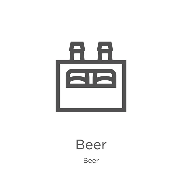Icône de bière vecteur de la collection de bière. Illustration vectorielle de contour de bière fine ligne. Aperçu, icône de bière fine pour la conception de site Web et mobile, développement d'applications . — Image vectorielle