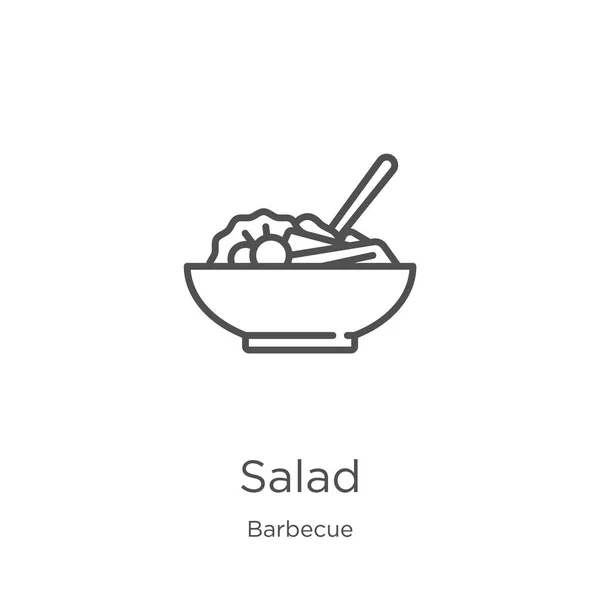 Vettore icona insalata dalla collezione barbecue. Illustrazione vettoriale icona contorno insalata linea sottile. Outline, icona di insalata linea sottile per la progettazione di siti web e mobile, sviluppo di app . — Vettoriale Stock