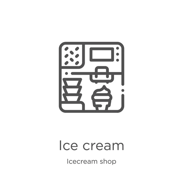 Helados vector icono de la colección tienda de helados. Ilustración vectorial delgada línea de helado contorno icono. Esquema, línea delgada icono de helado para el diseño del sitio web y móvil, desarrollo de aplicaciones . — Archivo Imágenes Vectoriales