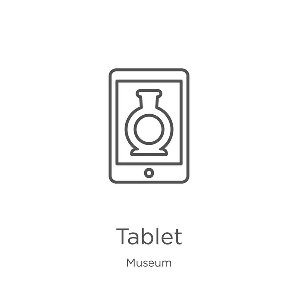 博物馆收藏中的平板电脑图标矢量。细线图轮廓图标矢量插图。大纲，细线平板电脑图标，用于网站设计和移动，应用程序开发. — 图库矢量图片