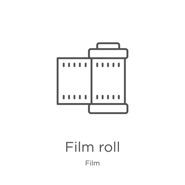 フィルムコレクションからフィルムロールアイコンベクトル。細い線フィルムロールアウトラインアイコンベクトルイラスト。アウトライン、ウェブサイトのデザインとモバイル、アプリ開発のための細い線フィルムロールアイコン. — ストックベクタ