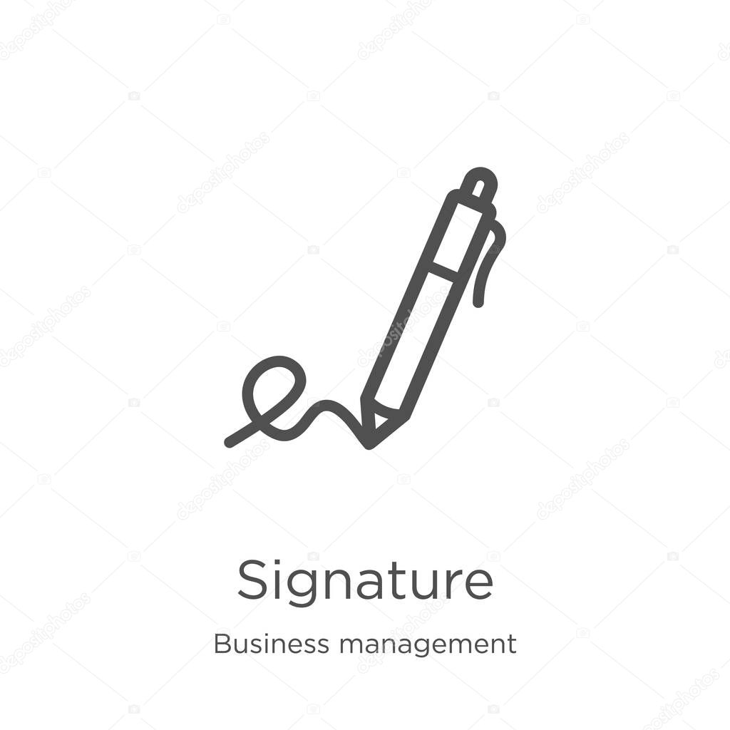 Signature icon. Element of business management collection for mobile concept and web apps icon. Outline, thin line signature icon for website design and mobile, app development
