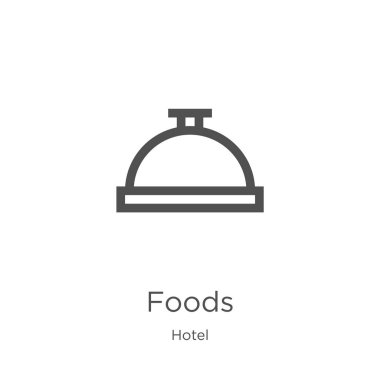 otel koleksiyonundan gıdalar simgesi vektör. İnce çizgi gıdalar anahat simgesi vektör illüstrasyon. Anahat, web sitesi tasarımı ve mobil, uygulama geliştirme için ince çizgi gıdalar simgesi.