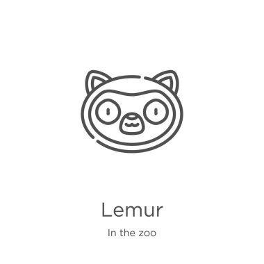hayvanat bahçesi koleksiyonundan lemur simge vektörü. İnce çizgi lemur anahat simgesi vektör illüstrasyon. Anahat, web sitesi tasarımı ve mobil için ince çizgi lemur simgesi, uygulama geliştirme.