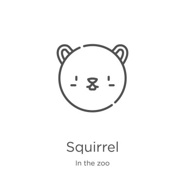 hayvanat bahçesi koleksiyonundan sincap simgesi vektör. İnce çizgi sincap anahat simgesi vektör illüstrasyon. Anahat, web sitesi tasarımı ve mobil için ince çizgi sincap simgesi, uygulama geliştirme.