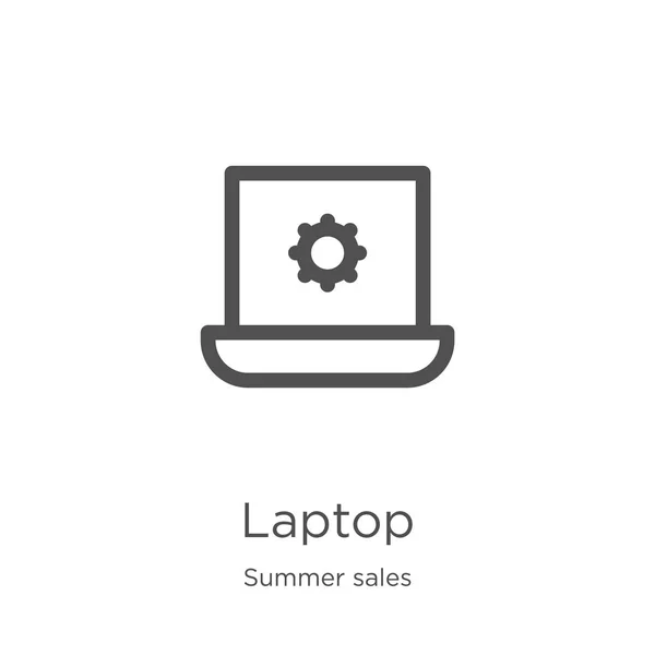 Laptop-Symbolvektor aus der Sommerschlussverkauf-Kollektion. dünne Linie Laptop umreißt Symbol Vektor Illustration. Umriss, dünne Linie Laptop-Symbol für Website-Design und mobile, App-Entwicklung. — Stockvektor