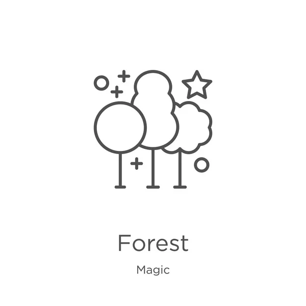 Wald-Icon-Vektor aus magischer Sammlung. dünne Linie Wald umreißt Symbol Vektor Illustration. Umriss, dünne Linie Wald-Symbol für Website-Design und mobile, App-Entwicklung. — Stockvektor