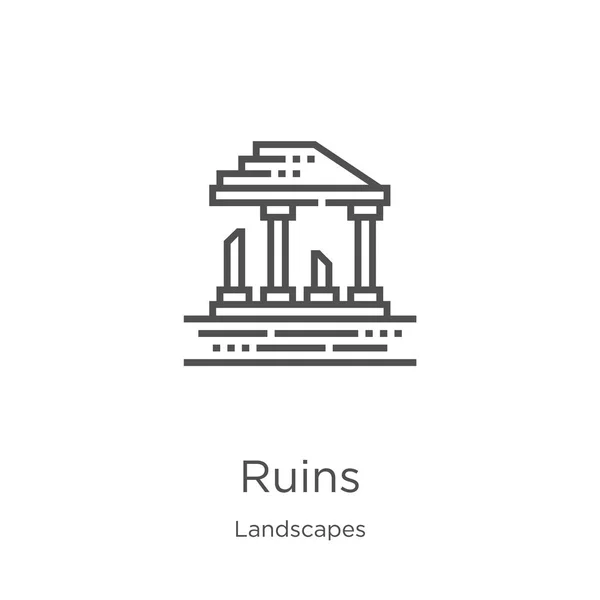 Ruïnes pictogram vector van landschappen collectie. Dunne lijn ruïnes overzicht pictogram vector illustratie. Overzicht, dunne lijn ruïnes pictogram voor website-ontwerp en mobiele, app-ontwikkeling. — Stockvector