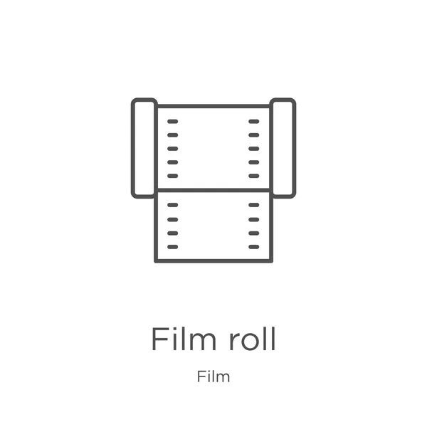 フィルムコレクションからフィルムロールアイコンベクトル。細い線フィルムロールアウトラインアイコンベクトルイラスト。アウトライン、ウェブサイトのデザインとモバイル、アプリ開発のための細い線フィルムロールアイコン. — ストックベクタ