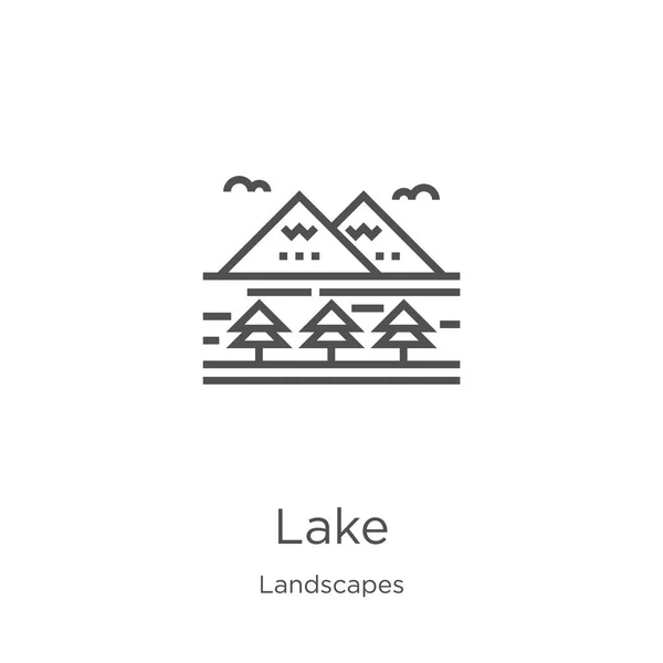 lake icon vector from landscapes collection. Thin line lake outline icon vector illustration. Outline, thin line lake icon for website design and mobile, app development.