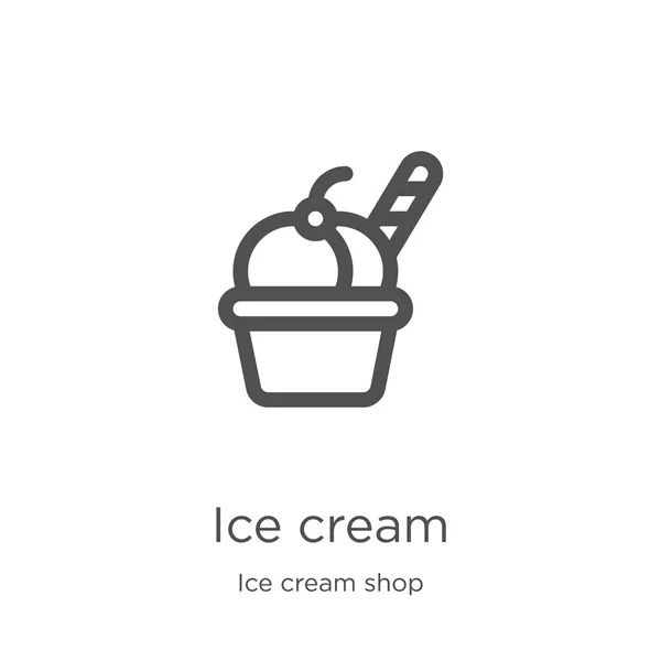 Helado icono vector de la colección de heladería. Ilustración vectorial delgada línea de helado contorno icono. Esquema, línea delgada icono de helado para el diseño del sitio web y móvil, desarrollo de aplicaciones . — Archivo Imágenes Vectoriales