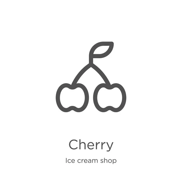 Višňový vektor ze sbírky zmrzlinové dílny. Ilustrace ikony obrysů s tenkou čárou Obrys, ikona Cherry-tenká čára pro návrh webu a mobilní, vývoj aplikace. — Stockový vektor