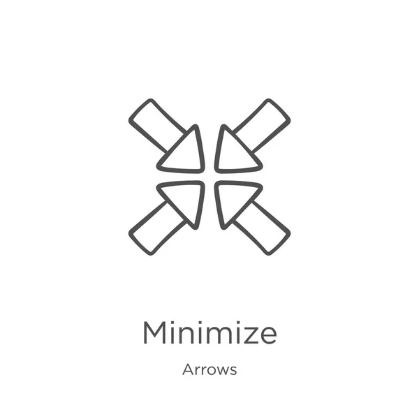 Minimieren Sie Symbolvektoren aus der Pfeilsammlung. dünne Linie minimiert die Darstellung von Umrisssymbolen. Umriss, dünne Linie minimieren Symbol für Website-Design und mobile, App-Entwicklung. — Stockvektor