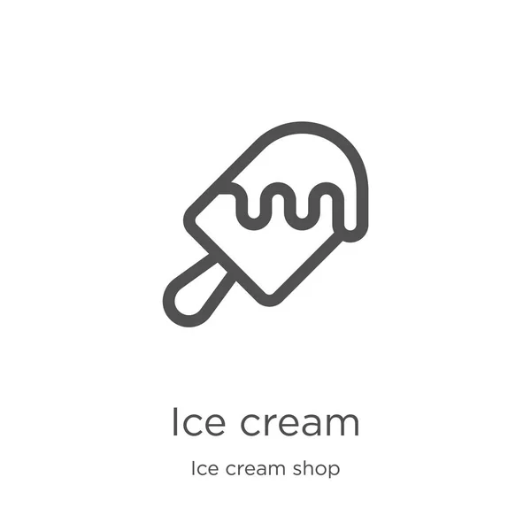 Helado icono vector de la colección de heladería. Ilustración vectorial delgada línea de helado contorno icono. Esquema, línea delgada icono de helado para el diseño del sitio web y móvil, desarrollo de aplicaciones . — Archivo Imágenes Vectoriales