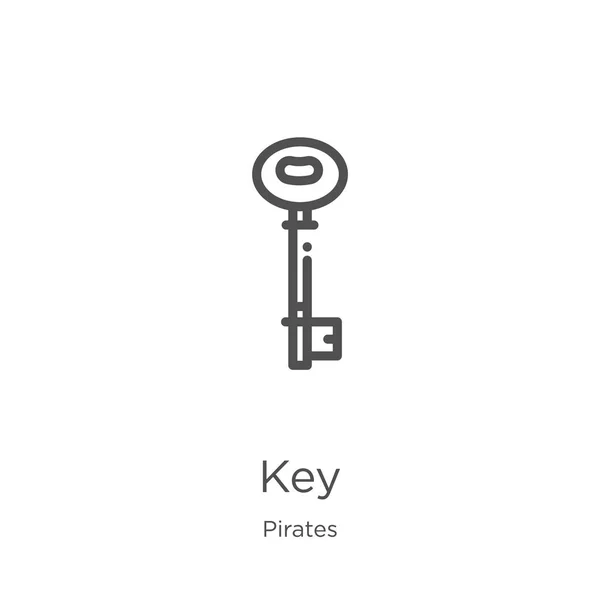 Sleutel pictogram vector van Pirates Collection. Dunne lijn sleutel overzicht pictogram vector illustratie. Overzicht, Thin Line Key icoon voor website ontwerp en mobiel, app ontwikkeling. — Stockvector