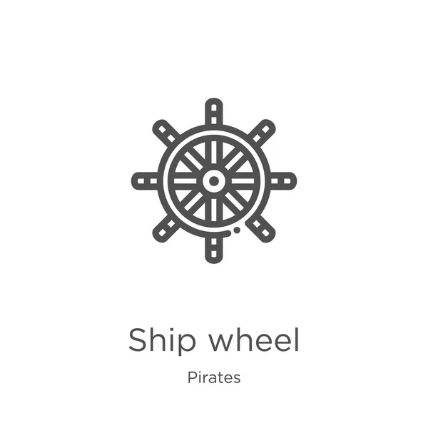 Vector icono de la rueda del barco de la colección de piratas. Ilustración de vector de icono de contorno de rueda de nave de línea delgada. Esquema, icono de rueda de barco de línea delgada para el diseño del sitio web y móvil, desarrollo de aplicaciones . — Vector de stock