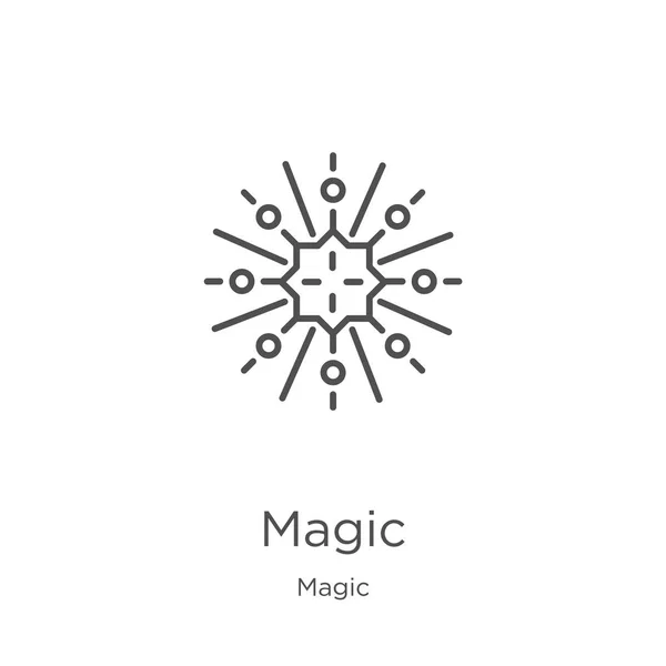 Vector icono mágico de la colección mágica. Ilustración vectorial delgada línea mágica contorno icono. Esquema, línea delgada icono mágico para el diseño del sitio web y móvil, desarrollo de aplicaciones . — Archivo Imágenes Vectoriales