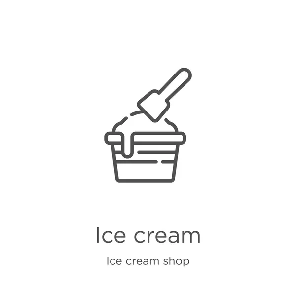 Zmrzlinový vektor ze sbírky zmrzlinové dílny. Obrázek vektorové čáry s tenkou čárou v zmrzlině Obrysová, tenká čára zmrzlinová ikona pro návrh webu a mobilní, vývoj aplikace. — Stockový vektor