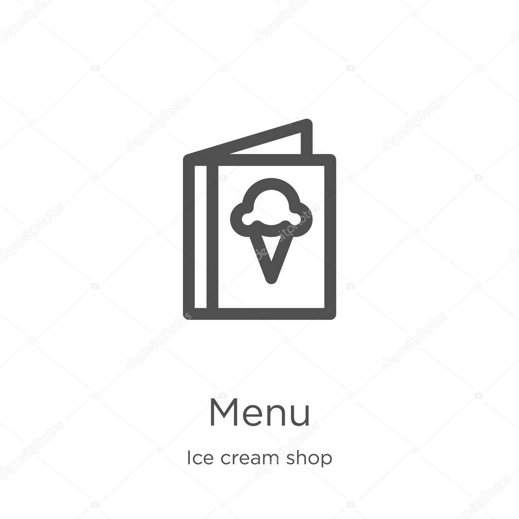 menu icon vector from ice cream shop collection. Thin line menu outline icon vector illustration. Outline, thin line menu icon for website design and mobile, app development.
