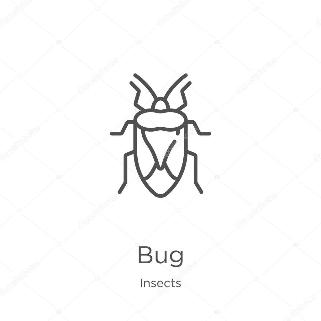 bug icon vector from insects collection. Thin line bug outline icon vector illustration. Outline, thin line bug icon for website design and mobile, app development.