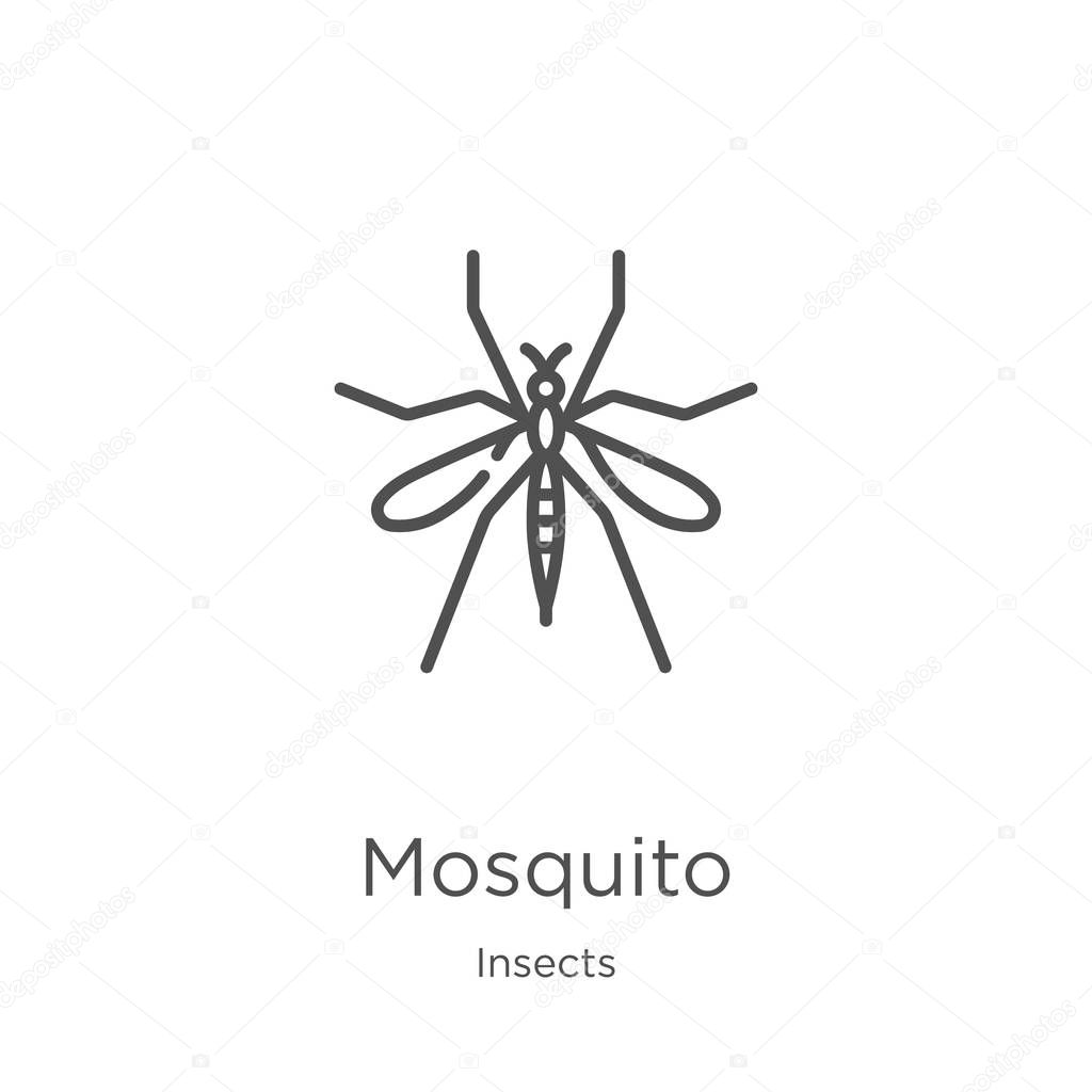 mosquito icon vector from insects collection. Thin line mosquito outline icon vector illustration. Outline, thin line mosquito icon for website design and mobile, app development.