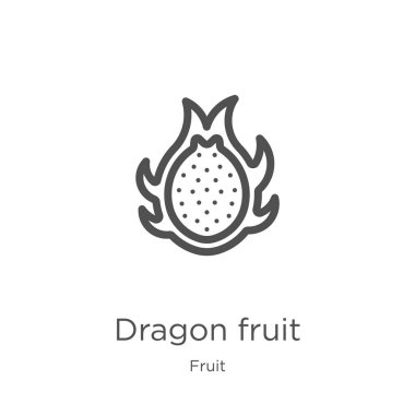 meyve koleksiyonundan ejderha meyve simgesi vektör. İnce çizgi ejderha meyve anahat simgesi vektör illüstrasyon. Anahat, web sitesi tasarımı ve mobil için ince çizgi ejderha meyve simgesi, uygulama geliştirme.