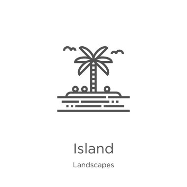 manzara koleksiyonundan ada simgesi vektör. İnce çizgi ada anahat simgesi vektör illüstrasyon. Anahat, web sitesi tasarımı ve mobil, uygulama geliştirme için ince çizgi ada simgesi.