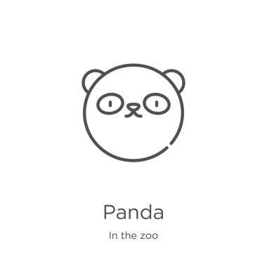 hayvanat bahçesi koleksiyonundan panda simgesi vektör. İnce çizgi panda anahat simgesi vektör illüstrasyon. Anahat, web sitesi tasarımı ve mobil için ince çizgi panda simgesi, uygulama geliştirme.