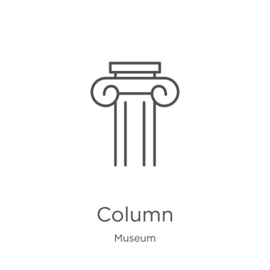 müze koleksiyonundan sütun simgesi vektörü. İnce çizgi sütun anahat simgesi vektör çizimi. Anahat, web sitesi tasarımı ve mobil, uygulama geliştirme için ince satır sütun simgesi.