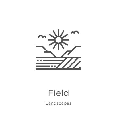 manzara koleksiyonundan alan simgesi vektörü. İnce çizgi alanı anahat simgesi vektör çizimi. Anahat, web sitesi tasarımı ve mobil, uygulama geliştirme için ince çizgi alan simgesi.