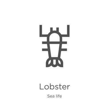 deniz yaşamı koleksiyonundan ıstakoz simgesi vektör. İnce çizgi ıstakoz anahat simgesi vektör illüstrasyon. Anahat, web sitesi tasarımı ve mobil için ince çizgi ıstakoz simgesi, uygulama geliştirme.