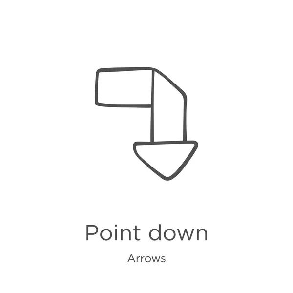 Pointez vers le bas vecteur icône de la collection de flèches. Illustration vectorielle d'icône de contour pointant vers le bas. Schéma, ligne mince pointe vers le bas icône pour la conception de site Web et mobile, développement d'applications . — Image vectorielle