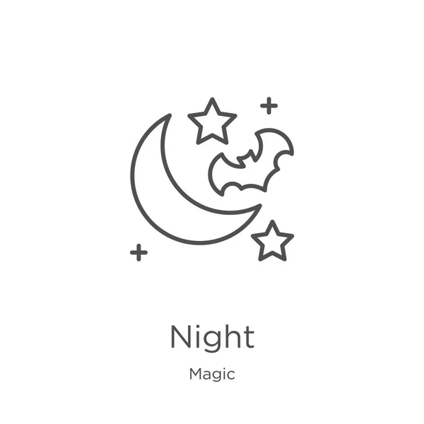 Night icon vector from magic collection. Thin line night outline icon vector illustration. Outline, thin line night icon for website design and mobile, app development. — Stock Vector