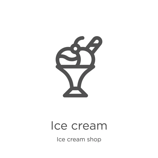 Helado icono vector de la colección de heladería. Ilustración vectorial delgada línea de helado contorno icono. Esquema, línea delgada icono de helado para el diseño del sitio web y móvil, desarrollo de aplicaciones . — Archivo Imágenes Vectoriales