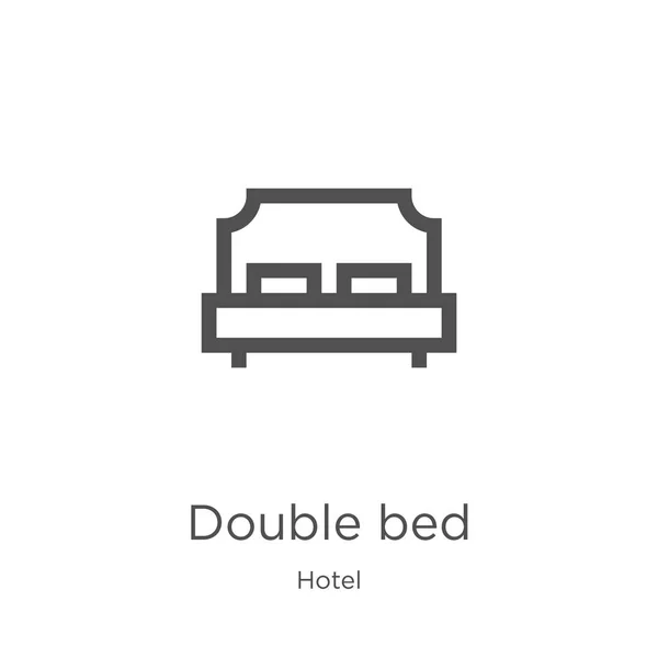 Otel koleksiyonundan çift kişilik yatak simgesi vektör. İnce çizgi çift kişilik yatak anahat simgesi vektör illüstrasyon. Anahat, web sitesi tasarımı ve mobil için ince çizgi çift kişilik yatak simgesi, uygulama geliştirme. — Stok Vektör