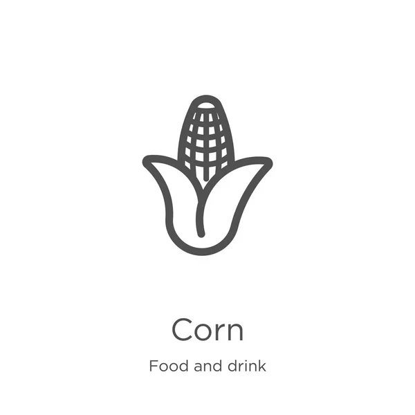 Corn icon vector uit eten en drinken collectie. Dunne lijn Corn overzicht pictogram vector illustratie. Omtrek, dunne lijn Corn icon voor website-ontwerp en mobiele, app-ontwikkeling. — Stockvector