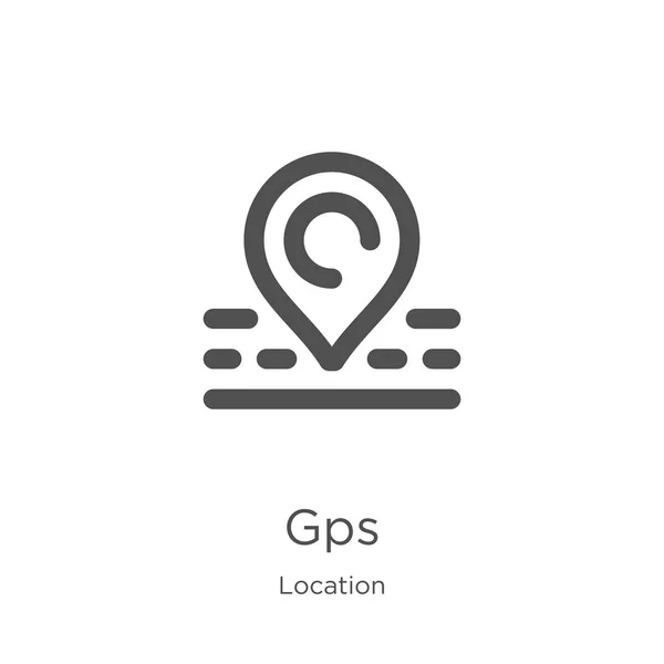 위치 컬렉션에서 GPS 아이콘 벡터입니다. 얇은 선 GPS 개요 아이콘 벡터 그림입니다. 웹 사이트 디자인 및 모바일, 앱 개발을위한 개요, 얇은 라인 GPS 아이콘. — 스톡 벡터
