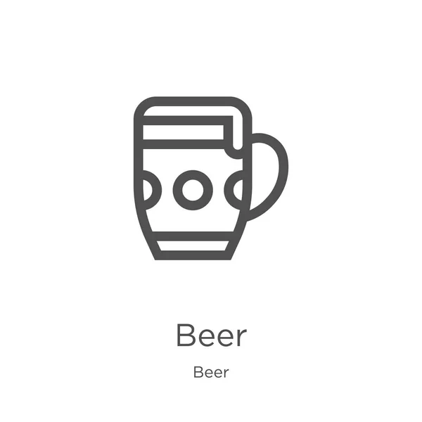 Pivní vektor ze sbírky piva. Ikona vektorového piva na tenké čáře. Obrys, ikona s tenkou čárou piva pro návrh webu a mobilní, vývoj aplikace. — Stockový vektor